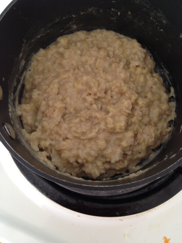 Finished oatmeal - the consistency I like.